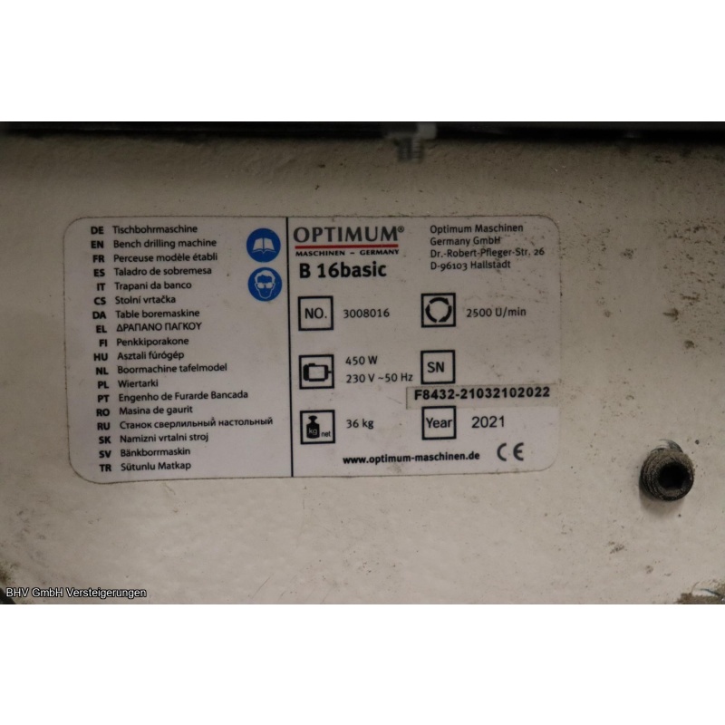 Tischbohrmaschine Optimum B 16 basic