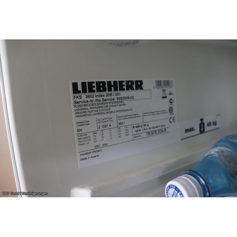 Flaschenkühlschrank mit Glastüre Liebherr FKS 3602 Index 20 B