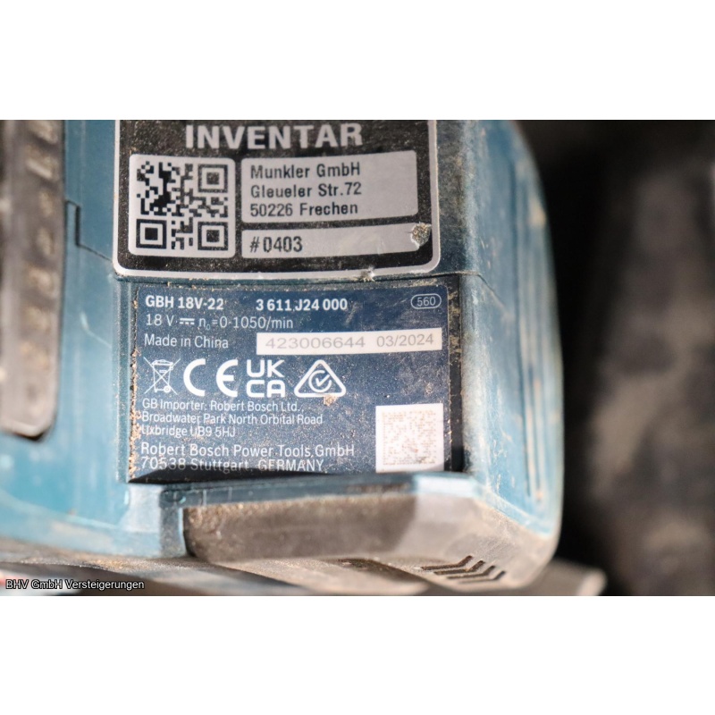 Akku-Bohrhammer (im Koffer) Bosch (blau) GBH 18V-22 Professional