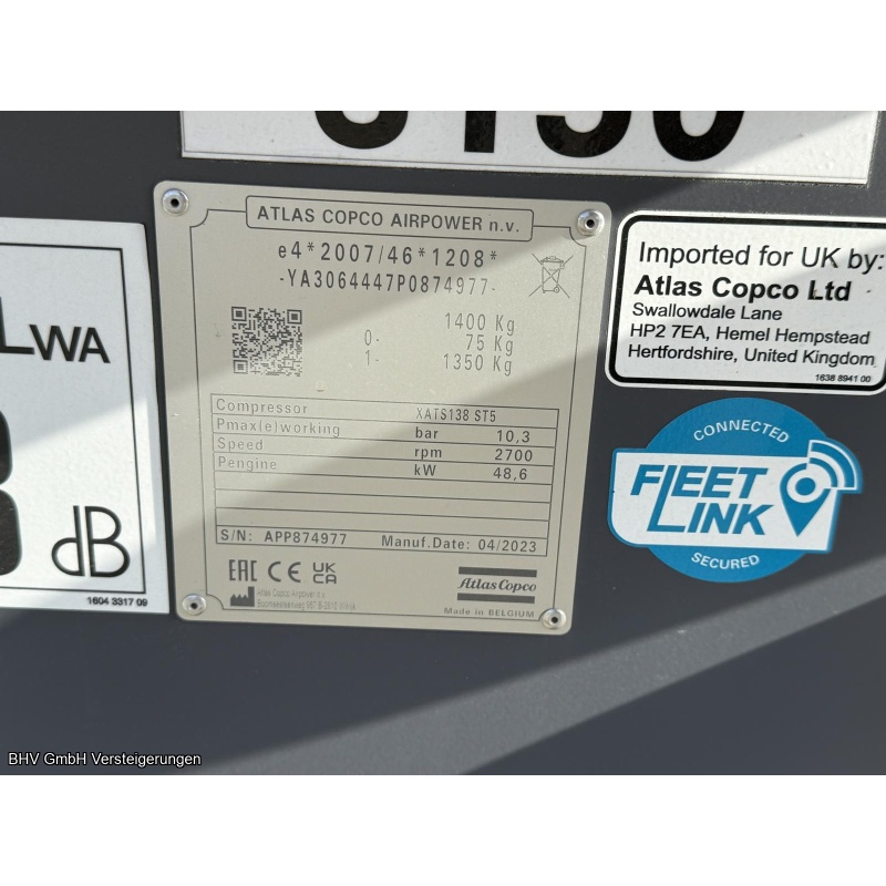 Mobiler Kompressor Atlas Copco XATS138 ST5