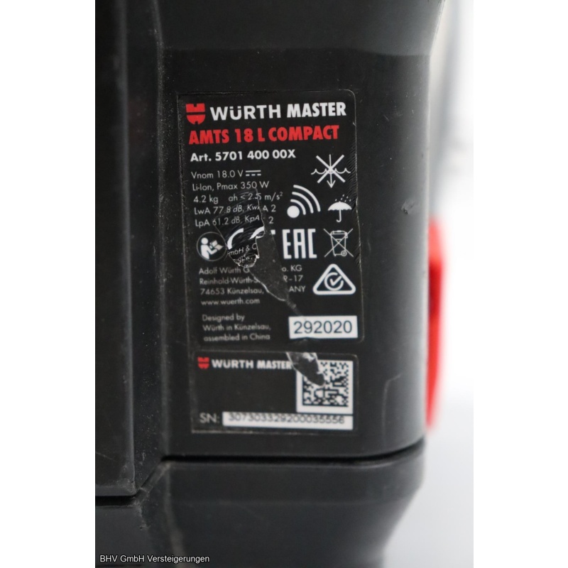 Akkustaubsauger Würth Master AMTS 18L Compact
